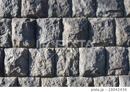 テクスチャー コンクリートブロックの壁の写真素材