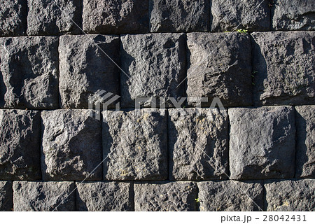 テクスチャー コンクリートブロックの壁の写真素材