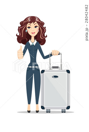 business woman with travel bag on white background 28042482