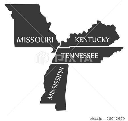 Missouri Kentucky Tennessee Mississippi Mapのイラスト素材