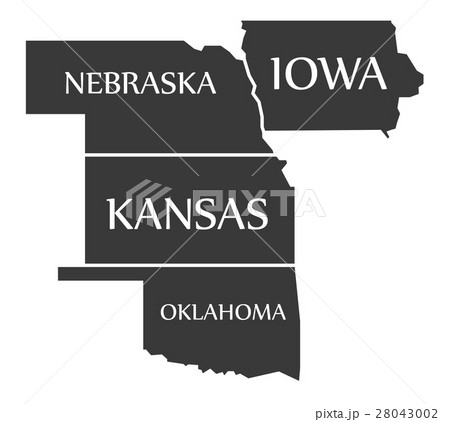 Nebraska - Kansas - Oklahoma - Iowa Map labelled Nebraska - Kansas - Oklahoma - Iowa Map labelled 28043002