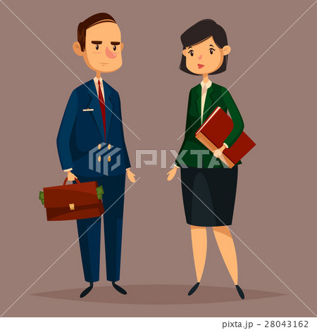 Bank worker in suit and banker woman with papers 28043162