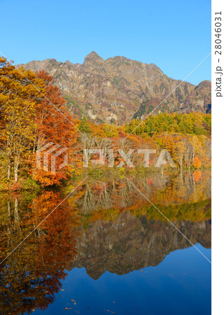 長野　戸隠高原　鏡池の紅葉 28046031