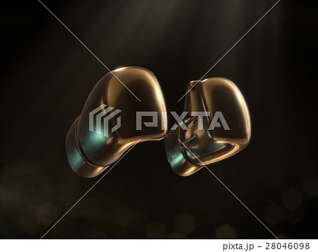 Golden boxing gloves with ray of light dark backgr Golden boxing gloves with ray of light dark backgr 28046098
