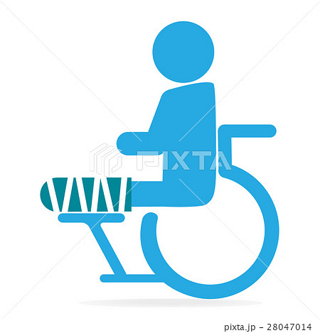Injury man in bandage and wheelchair icon Injury man in bandage and wheelchair icon 28047014