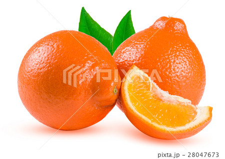 two orange tangerine or Mineola with slice and 28047673