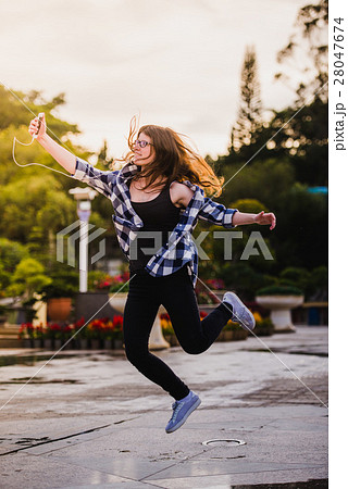 technology, communication people concept - smiling 28047674