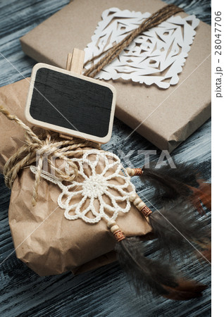 Flat lay background with christmas gift 28047706