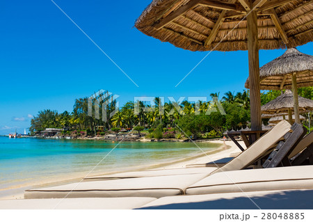 parasol in sea tropical Mauritius romantic  island 28048885