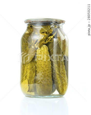 Pickles in glass jar isolated on white 28050211