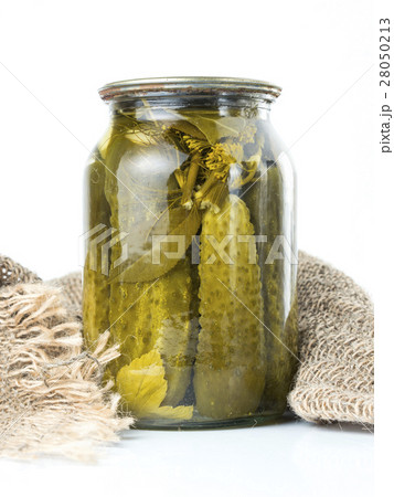 Pickles in glass jar isolated on white Pickles in glass jar isolated on white 28050213