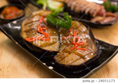 grilled eggplant with japanese miso sauce 28051173