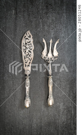 Vintage silver cutlery kitchen utensils knife fork 28051246