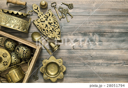 Vintage brass table ware antique kitchen utensils Vintage brass table ware antique kitchen utensils 28051794