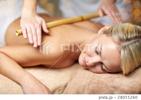 close up of woman lying and having massage in spa close up of woman lying and having massage in spa 28055260