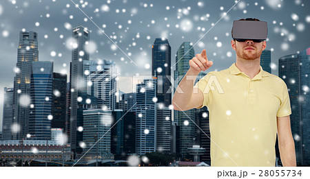 man in virtual reality headset or 3d glasses 28055734