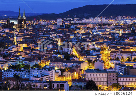France, Auvergne-Rhone-Alpes, Clermont-Ferrand, Cityscape at dusk France, Auvergne-Rhone-Alpes, Clermont-Ferrand, Cityscape at dusk 28056124