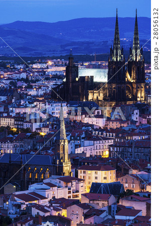 France, Auvergne-Rhone-Alpes, Clermont-Ferrand, Cityscape at dusk France, Auvergne-Rhone-Alpes, Clermont-Ferrand, Cityscape at dusk 28056132
