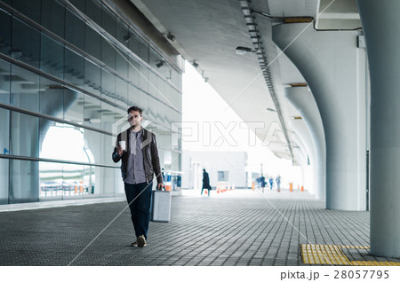 Profile portrait of a young man walking with Profile portrait of a young man walking with 28057795