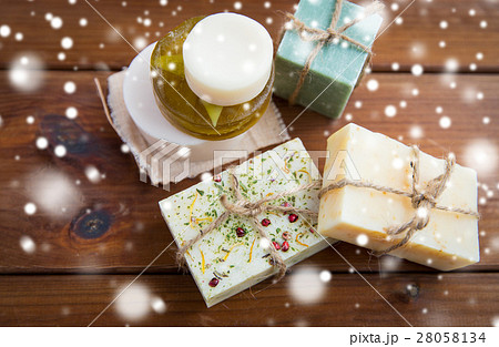 handmade soap bars on wood 28058134