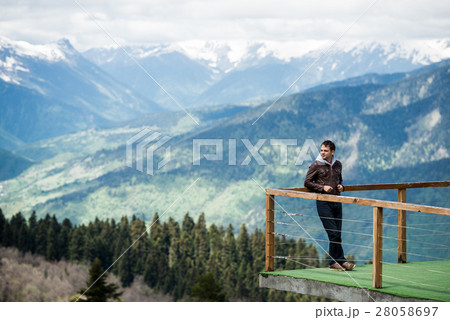 Observation deck on lookout, viewpoint in Alps 28058697