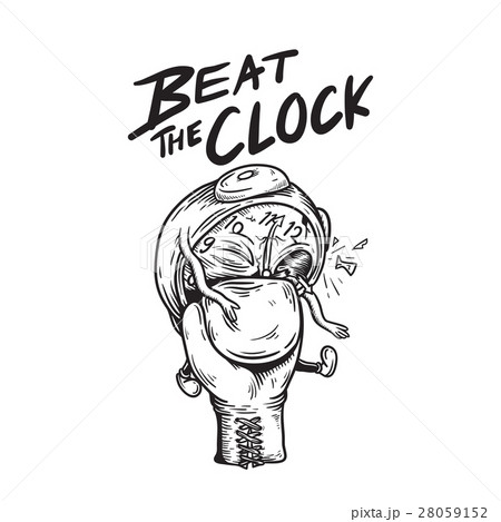 Beat The Clock Drawing Illustration Concept 28059152