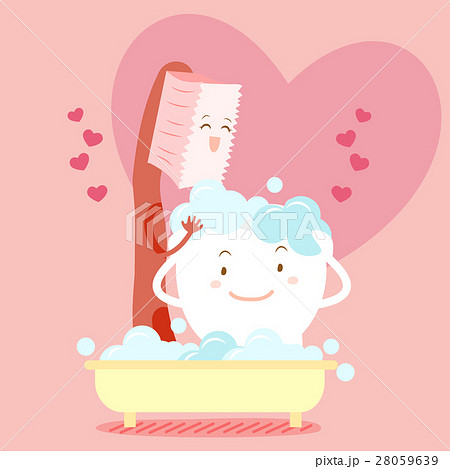 cartoon bursh wash tooth happily 28059639