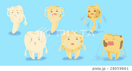 cartoon tooth decay feel unhappy 28059661