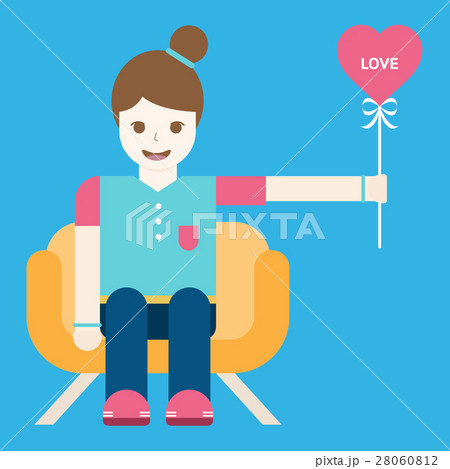 Vector illustration girl on seat with balloon. Vector illustration girl on seat with balloon. 28060812