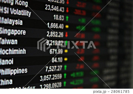 Asia Pacific stock market data on monitor 28061785