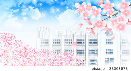 桜 春 学校 背景 のイラスト素材 28063678 Pixta