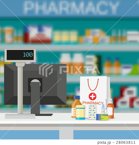 Modern interior pharmacy and drugstore. Modern interior pharmacy and drugstore. 28063811
