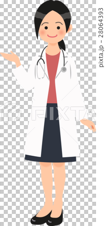 白衣を着て案内する女性医師のイラスト素材