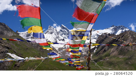 Mt.Nun-Kun landscape  with buddhist prayer flag 28064520