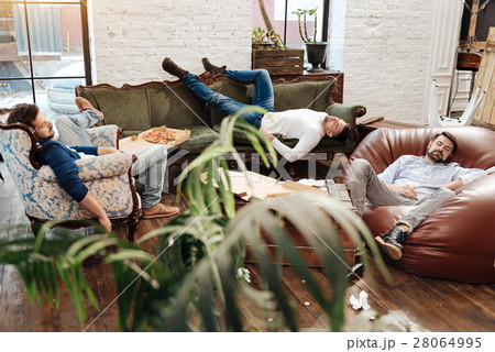 Handsome attractive men sleeping in the living 28064995