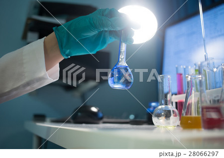 Lab table with test tubes Lab table with test tubes 28066297