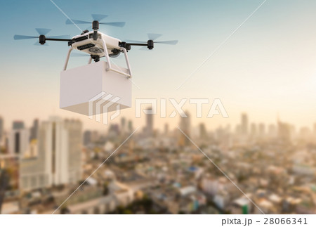 delivery drone flying in city 28066341