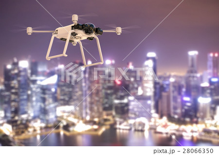 flying drone in city 28066350