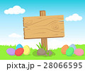 Wooden sign and colorful Easter eggs 28066595