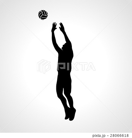 Volleyball Setter Silhouette Vector Illustrationのイラスト素材