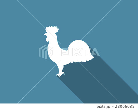 Rooster icon with a long shadow. Vector 28066635
