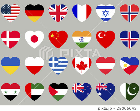 Hearts with flag. Flag icons set. Vector  28066645