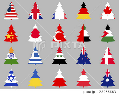 Firs with flags of different countries. Vector 28066683