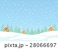 Cute cottage house with snow background, Winter 28066697