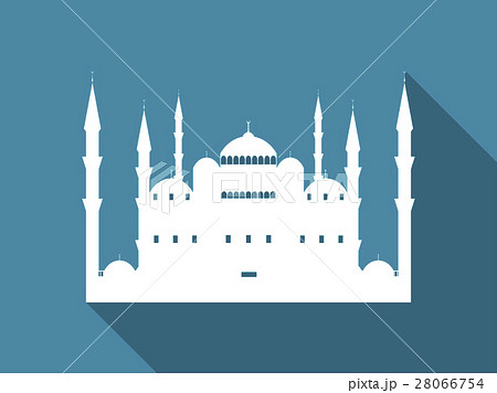 Mosque with a long shadow. Blue Mosque flat icon Mosque with a long shadow. Blue Mosque flat icon 28066754