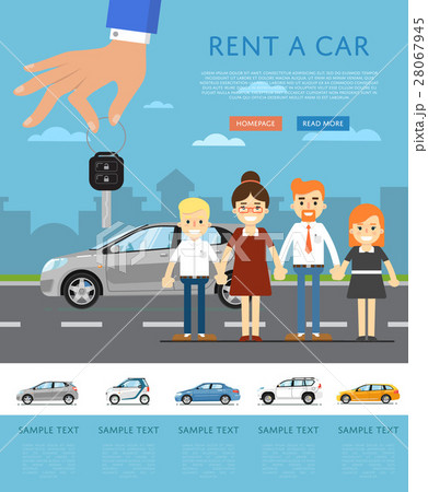 Rent a car template with hand holding auto key 28067945