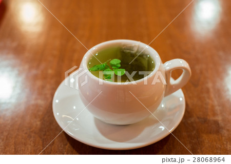 glass cup with green tea and mint glass cup with green tea and mint 28068964