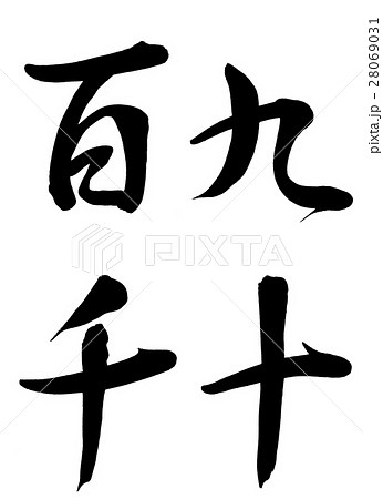 筆文字　九十百千　行書 28069031