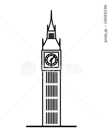 London Big Ben Linear Illustrationのイラスト素材