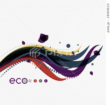 Vector abstract floral waves with leaves, nature 28069610